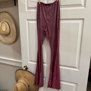 Pink glitter flare pants